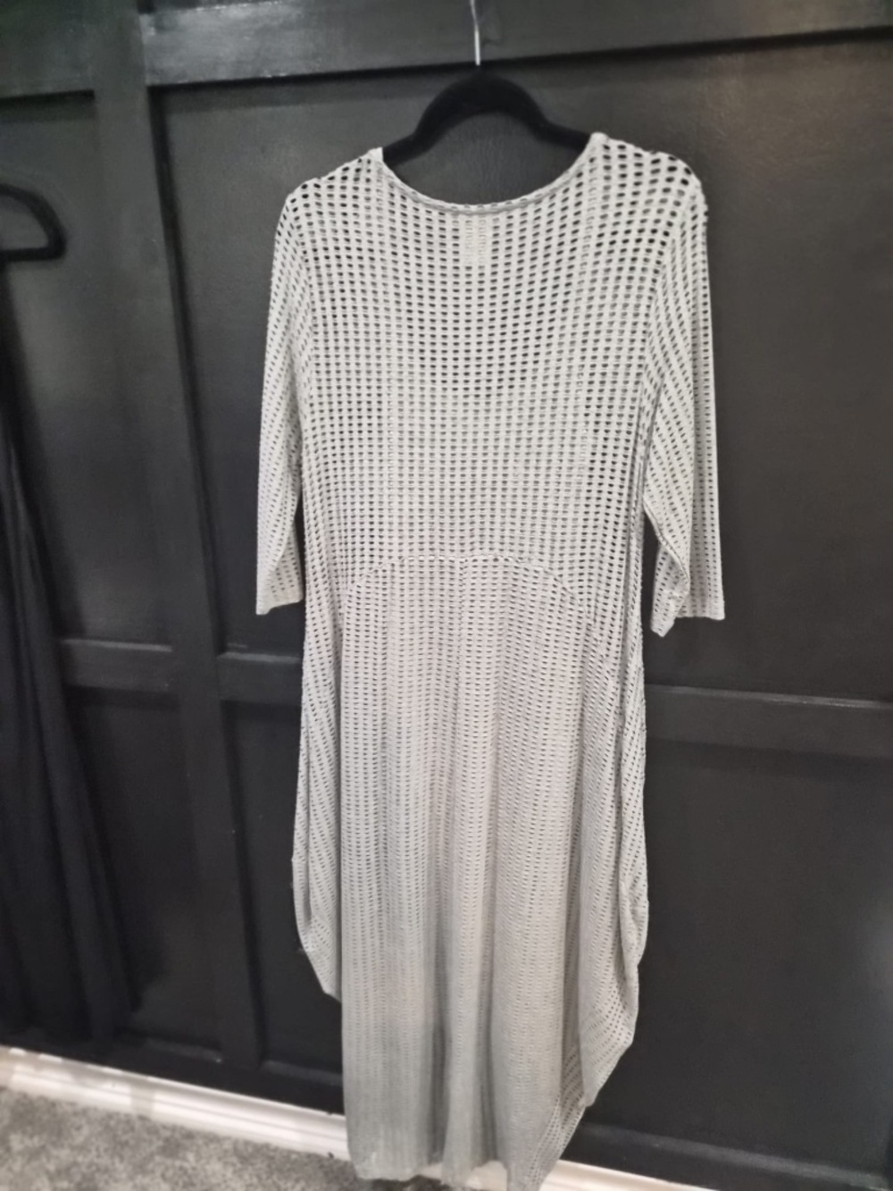 Alembika | Light Gray Mesh Button Front Tunic Dress | Size 12-14 - Picture 8 of 9